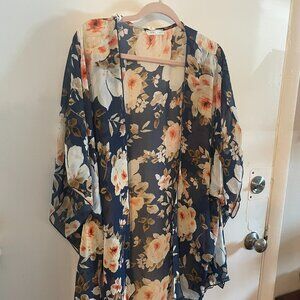 Flowy floral kimono
